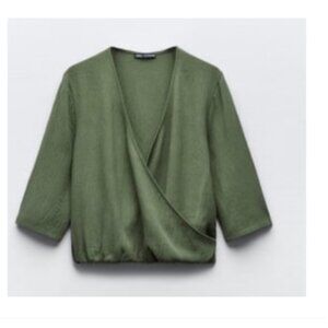 ZARA Textured Surplice Top